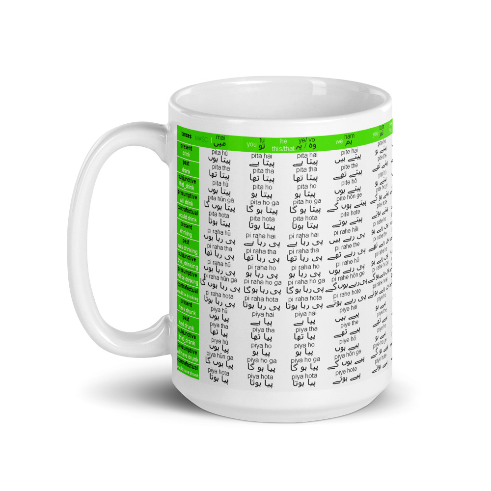Urdu Verb Conjugation Mug To Drink پینا Language Mugs